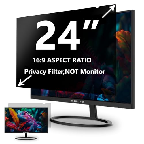 ACONETMAX 24 Inches Privacy Screen Filter for Computer 169 Widescreen Monitor Privacy Shield Anti Glare Blue Light Filter UV Eye Protection Anti Spy AntiScratch Protector Film - Image 1
