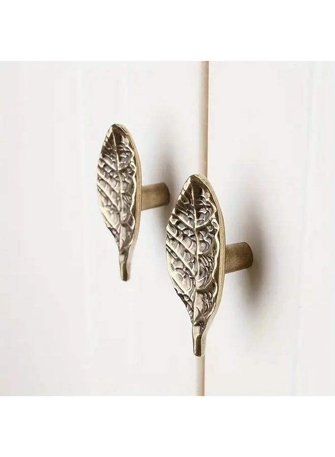 1pc Silvery Creative Leaf Cabinet Knob Elegant Vintage Drawer Handle Polished Zinc Alloy Brass Furniture Hardware Decorative Pull for Kitchen Cupboard Dresser DIY Interior - Image 2
