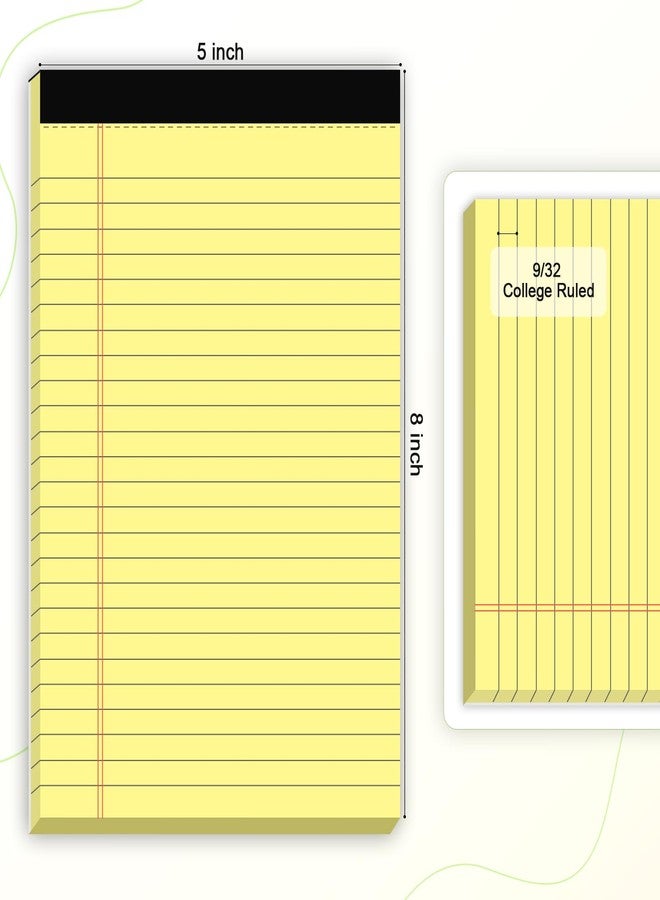 AILZFEI 6pcs Small Note Pad 5x8 College Ruled Legal Pads Paper Notepads 6 Pack Study Back Writing Pads 5 x 8 Legal Pads Perforated Narrow Ruled Pads of Paper Yellow - Image 2