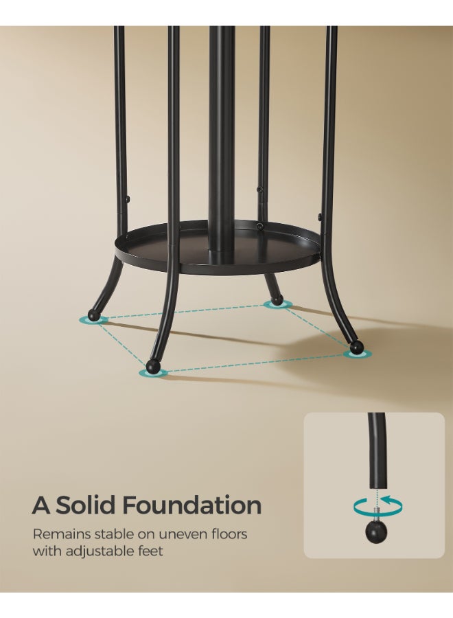 SONGMICS حامل معاطف SONGMICS قائم بذاته، حامل معاطف مع حاملة مظلات، 12 خطاف، معدني، 175 سم ارتفاع، لمدخل المنزل، الممر، غرفة المعيشة، غرفة النوم، أسود حبر - Image 4