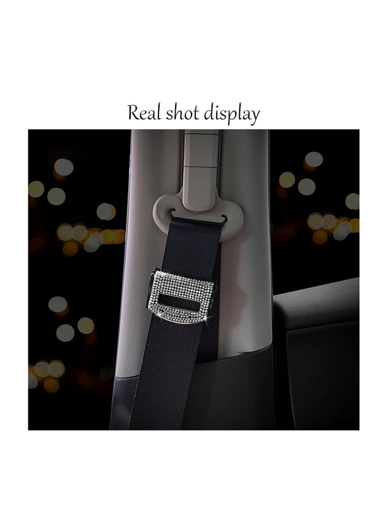 Generic - 2 PCS Bling Car Seat Belt Clips, Crystal Rhinestones Loose Tight Adjuster, Auto Shoulder Neck Strap Positioner Locking Clips, Relax Neck Comfort Supports Car Interior Accessories (Silver) - Image 1