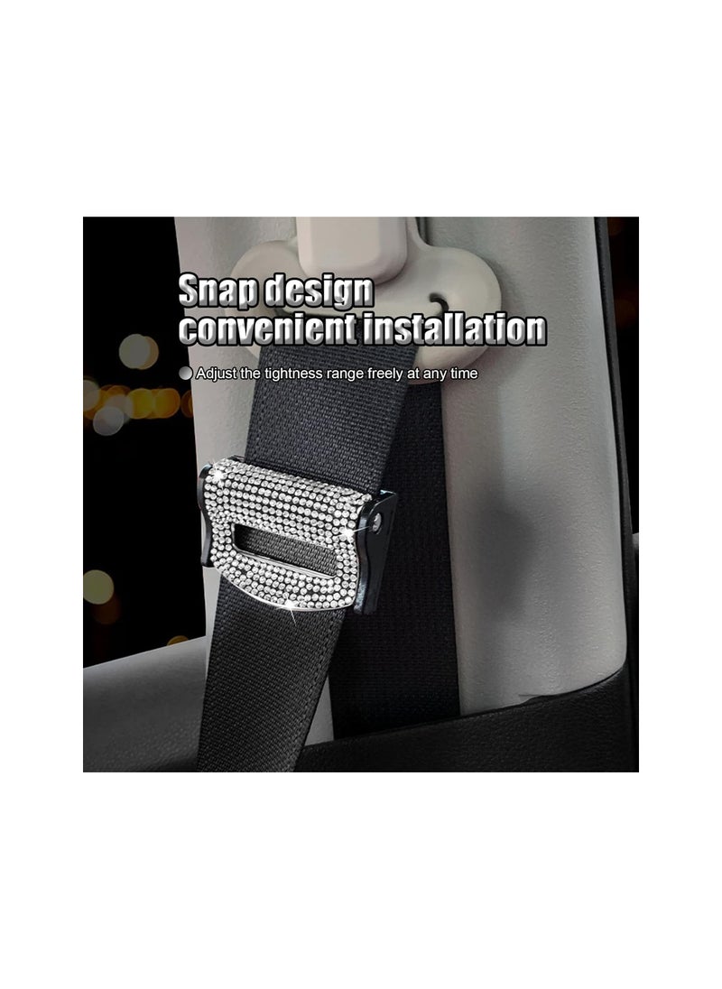 Generic - 2 PCS Bling Car Seat Belt Clips, Crystal Rhinestones Loose Tight Adjuster, Auto Shoulder Neck Strap Positioner Locking Clips, Relax Neck Comfort Supports Car Interior Accessories (Silver) - Image 1