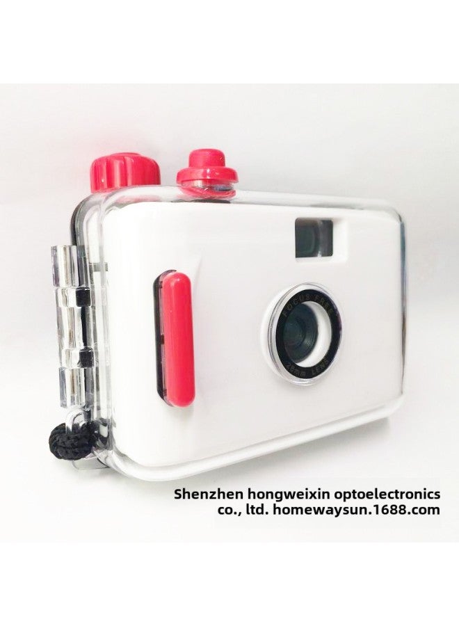 White Red Shell Multi-time Waterproof Traditional Retro Underwater Film Camera Children Boys And Girls Birthday Practical Gift-Color:White Blue Shell  - Image 3