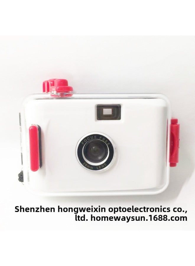 White Red Shell Multi-time Waterproof Traditional Retro Underwater Film Camera Children Boys And Girls Birthday Practical Gift-Color:White Blue Shell  - Image 2