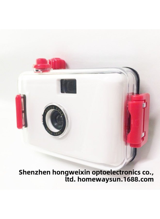 White Red Shell Multi-time Waterproof Traditional Retro Underwater Film Camera Children Boys And Girls Birthday Practical Gift-Color:White Blue Shell  - Image 5