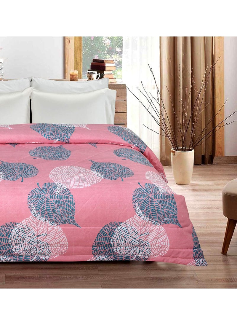 BSB HOME BSB HOME Microfiber 350TC Glace Cotton AC Comforter Set King Size Double Bed with 1 Flat bedsheet-90x100 inch and Two Pillow Covers II 4 pc Bedding Set-Light Pink and Green  - Image 2