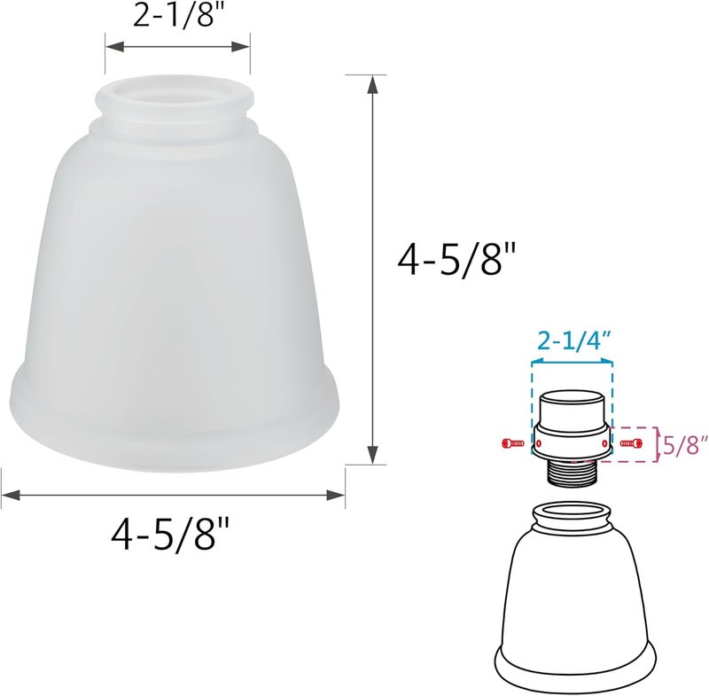 Aspen Creative 23168-4 Transitional Frosted Ceiling Fan Replacement Glass Shade.2-1/8"Fitter, 4-5/8"Diameter x 4-5/8"Height.4 Pack - Image 3