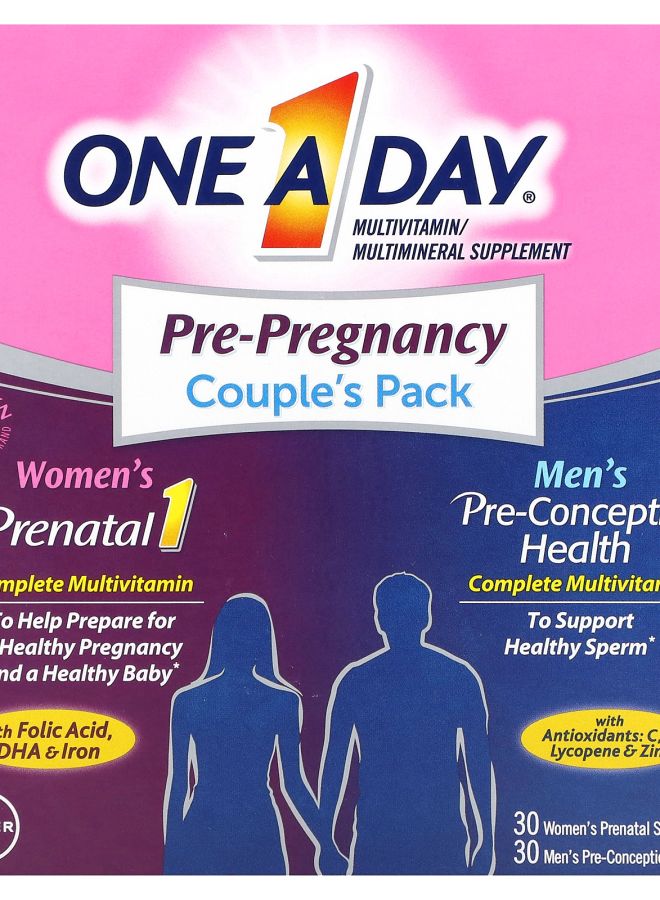 Pre-Pregnancy Couple's Pack Women's Prenatal 1 & Men's Pre-Conception Health 30 Women's Prenatal Softgels 30 Men's Pre-Conception Tablets