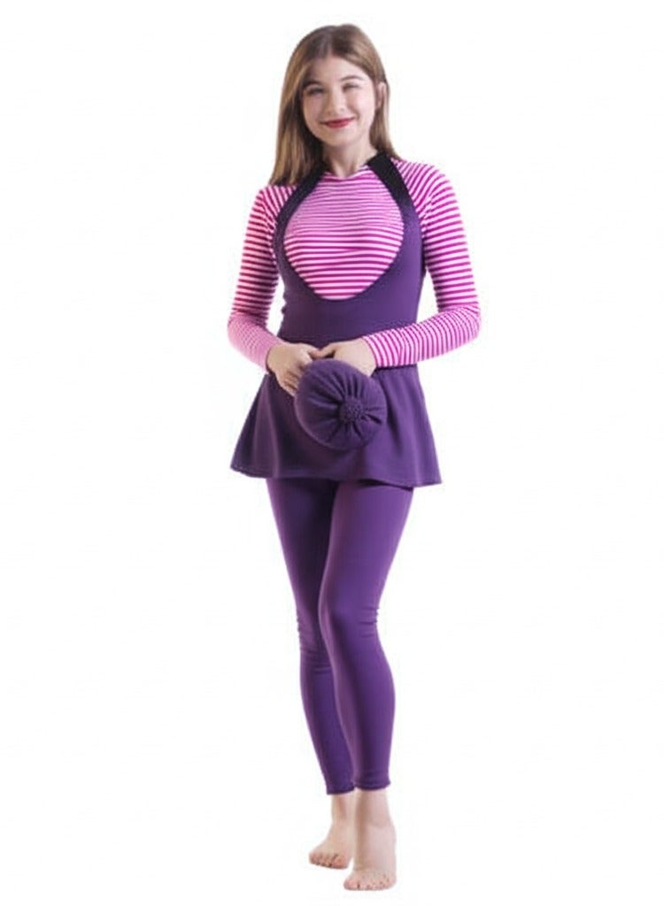 مايوه سباحة بناتي من قطعتين، خامة مريحة وسريعة الجفاف.