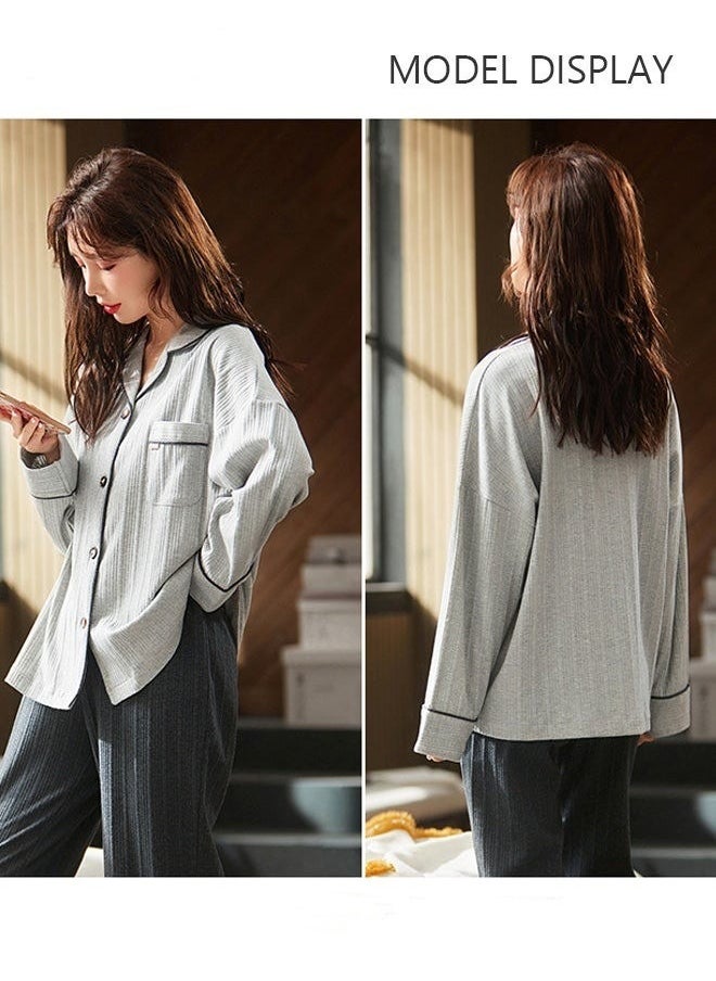 Generic - Couple Pajamas Set Long Sleeves Sleepwear for Men and Women Cute Plus Size Loungewear Spring and Autumn Home Clothes Gift for Boyfriend Girlfriend Husband Wife - Image 1