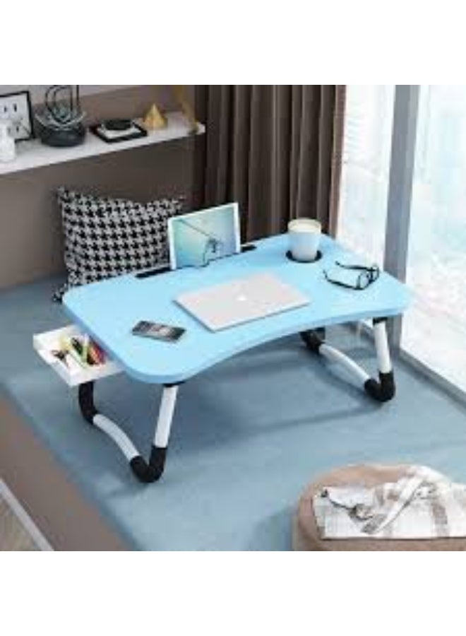 Foldable Wooden Mini Lapdesk for Couch, Sofa Bed, Study Tray Table Stand for Writing (Sky Blue) - Image 1