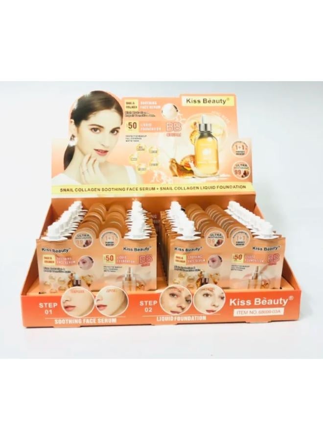Kiss Beauty Snail & Collagen Soothing Facial Serum High Hydration & Repair for Sensitive Skin 15ml with Snail & Collagen BB Liquid Foundation SPF 50+++ Sunscreen, Full Coverage, Matte Finish 15ml by Kiss Beauty  - Image 3