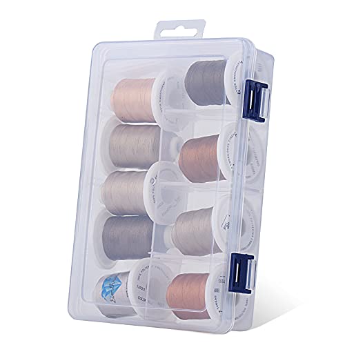 Simthread Embroidery Thread with Storage Box, 800 Yards Snap Spools 9 Brown Colors for Embroidery and Sewing Machine - Image 2
