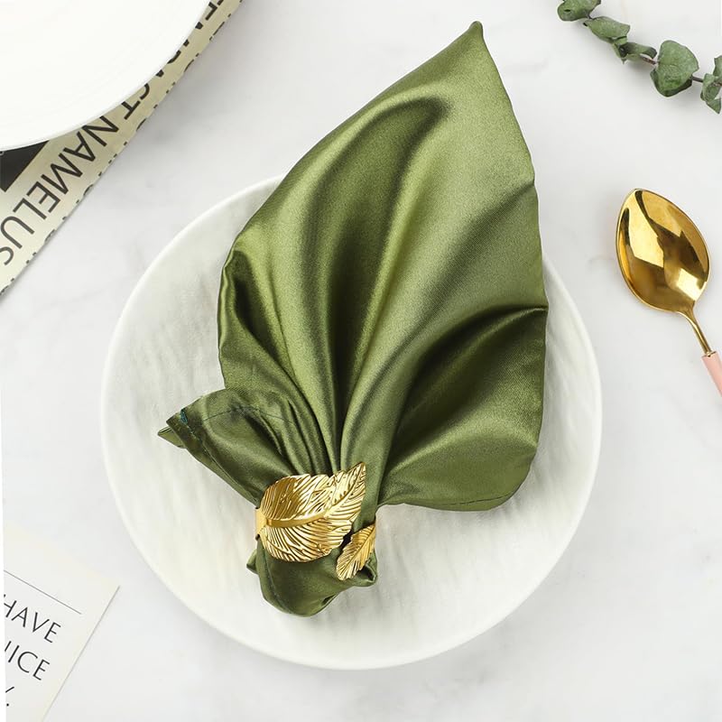 HASTHIP® 12 Pcs Gold Napkin Rings Shiny Metal Napkin Ring Study Leaf Shaped Table Decor for Christmas, Easter, Wedding, Party, Elegant Table Settings Gift Ideas - Image 5