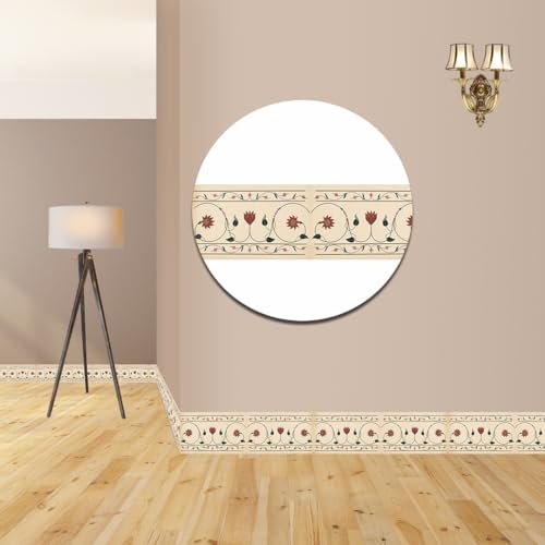 ELTON Peel and Stick Wallpaper Border - Floral Stone Inlay Marble Pattern - Glossy Laminated Waterproof PVC - for Kitchen, Tile, Living Room Bathroom Decoration 3 Inch X 10 feet Set f 2(BDR9, 2) - Image 2