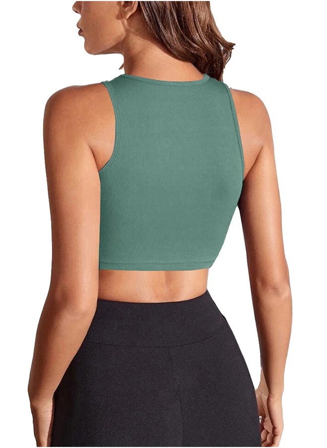 Nileton - Crop Sports Tank Top – Sleeveless Crew Neck Top - Not Padded - Image 1