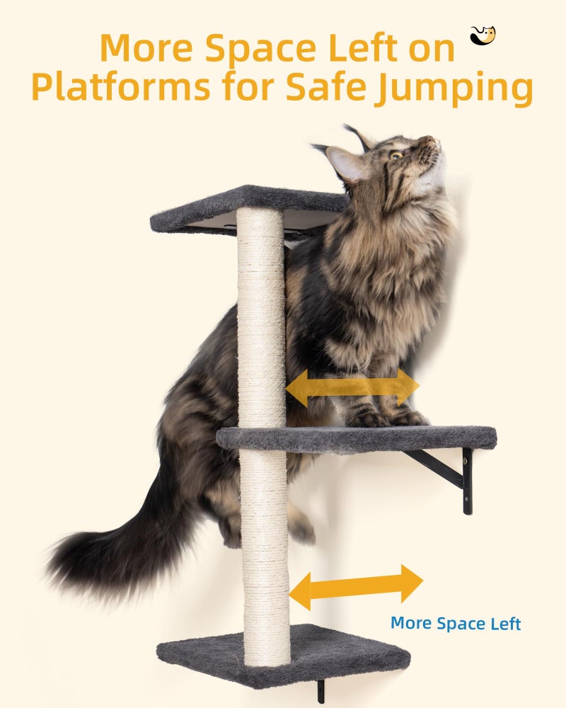 Aechonow Heavy Duty Cat Wall Shelves for Indoor Cats Large Adult, 17'' Large Hammock and Perch Bed for Wall, 5-in-1 Wall-Mounted Cat Climbing Set for Multi-Room Use - Image 5