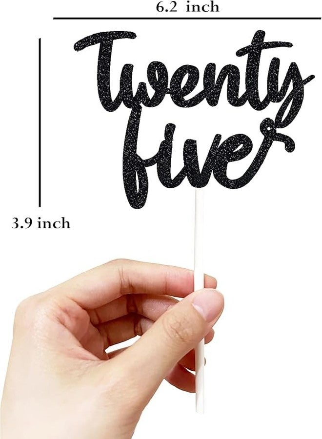 TrifleArte Twenty Five Birthday Cake Topper | Black Glitter | 25th Anniversary Party Decoration | Double-Sided | Durable & Elegant Smash Cake Décor for Boys & Girls - Image 2