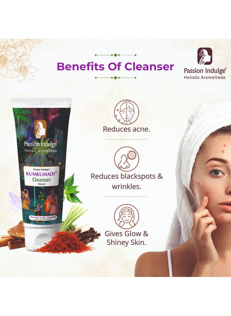 Passion Indulge Kumkumadi Cleanser For Face with Saffron, Vetiver & 16 Ayurvedic Herbs – Gentle Face Wash for Radiant & Even-Toned Skin | Controls Oil & Enhances Complexion | All Skin Types – 100ml - Image 2