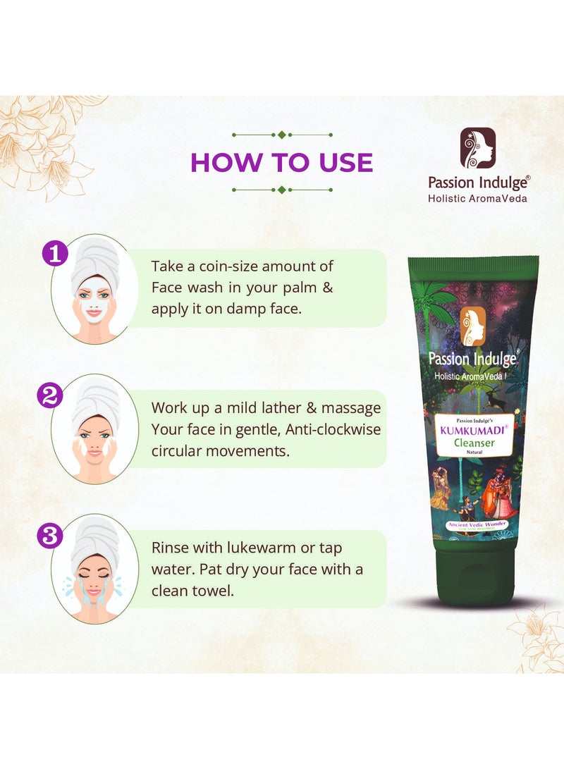 Passion Indulge Kumkumadi Cleanser For Face with Saffron, Vetiver & 16 Ayurvedic Herbs – Gentle Face Wash for Radiant & Even-Toned Skin | Controls Oil & Enhances Complexion | All Skin Types – 100ml - Image 3