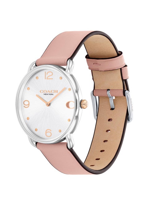 Women's Analog Round Shape Leather Wrist Watch 14504199 - 36 Mm