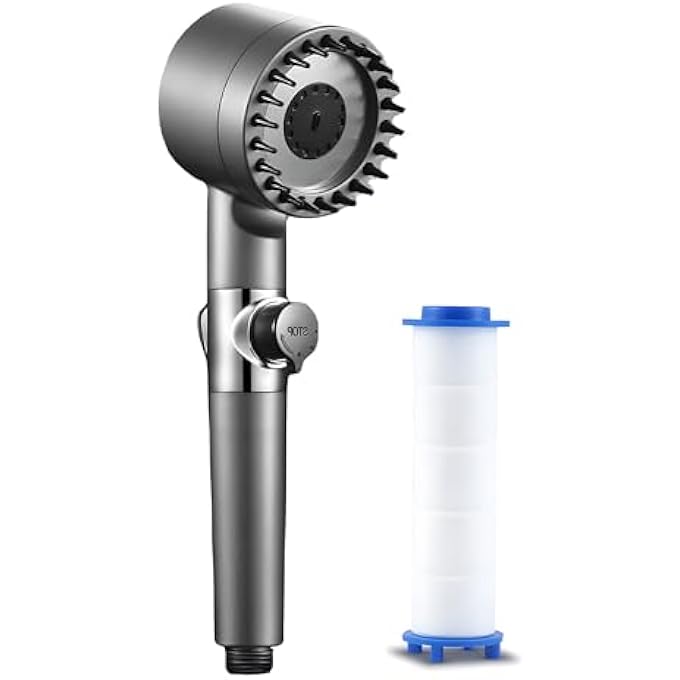 Shower Head with Handheld High Pressure Shower Heads with 60 Hose 3 Spray Modes Shower Heads with Handheld Spray Combo with Filter Massage Brush and Bracket for Bathrooms - Image 1