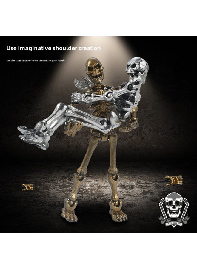 null - Medieval Skeleton Figure Toy Robot Figure Joint Movable Doll Ornaments Creative Decompression Wholesale-Color:[magnetic Suction] Retro Red +1 Stand - Image 1