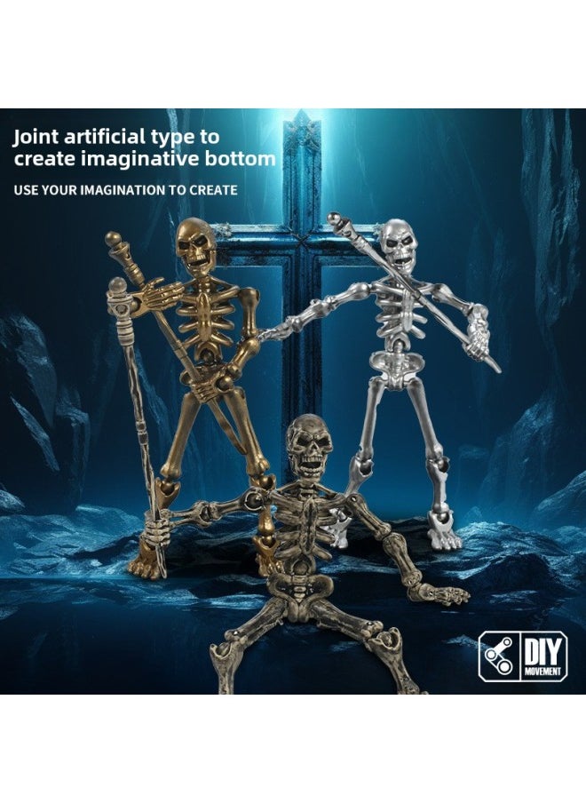 null - Medieval Skeleton Figure Toy Robot Figure Joint Movable Doll Ornaments Creative Decompression Wholesale-Color:[magnetic Suction] Retro Red +1 Stand - Image 1