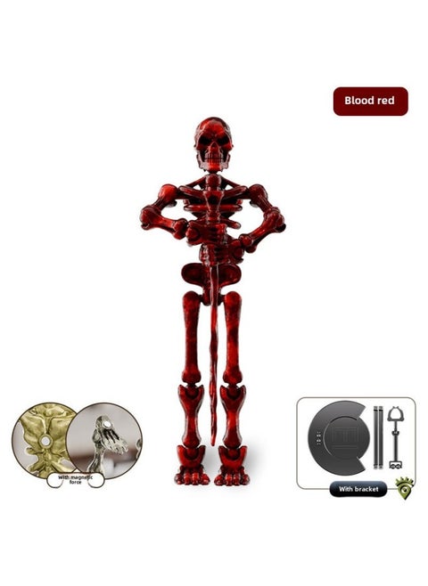 Medieval Skeleton Figure Toy Robot Figure Joint Movable Doll Ornaments Creative Decompression Wholesale-Color:[magnetic Suction] Retro Red +1 Stand