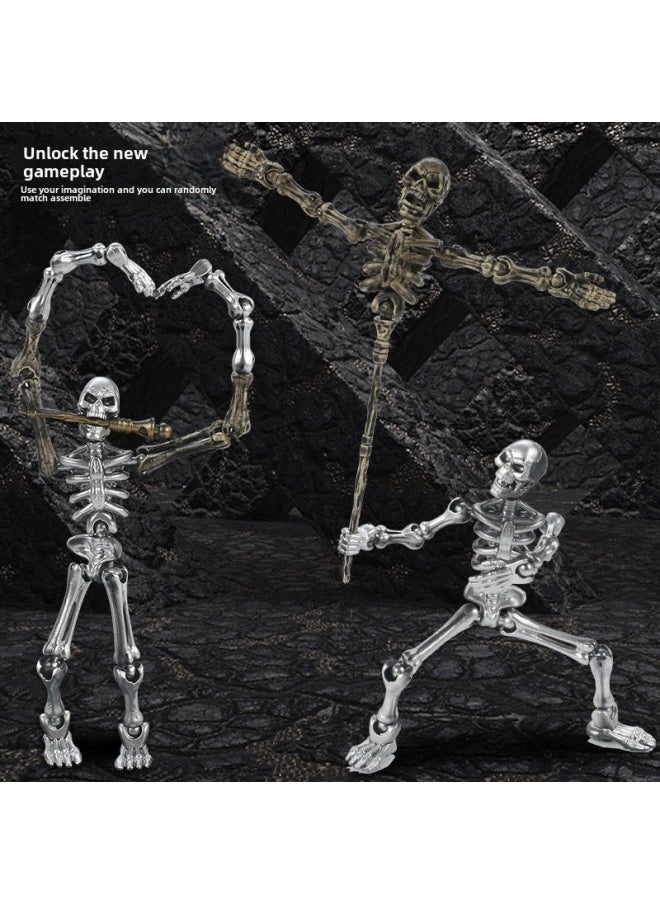 null - Medieval Skeleton Figure Toy Robot Figure Joint Movable Doll Ornaments Creative Decompression Wholesale-Color:[magnetic Suction] Retro Red +1 Stand - Image 1