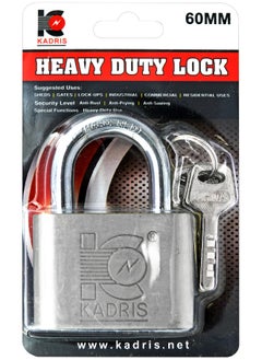 KADRIS Heavy-Duty Security Padlock Long HA-1821, Weather-Resistant in Heavy Duty steel Lock 60 MM - Padlock  shackle with Keys for Sheds, Storage Unit, School, Gym Locker, Fence, Toolbox, Hasp Storage  - Image 3