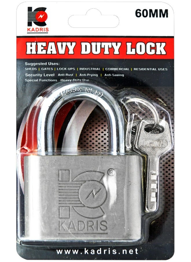 KADRIS Heavy-Duty Security Padlock Long HA-1821, Weather-Resistant in Heavy Duty steel Lock 60 MM - Padlock  shackle with Keys for Sheds, Storage Unit, School, Gym Locker, Fence, Toolbox, Hasp Storage  - Image 3