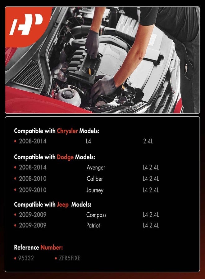 A-Premium Iridium Platinum Spark Plugs Compatible with Jeep Compass 2009, Patriot 2009 & Dodge Journey 2009-2010, Avenger 2008-2014, Caliber 2008-2010 & Chrysler 200 2011-2014, Sebring, Pack of 4 - Image 2