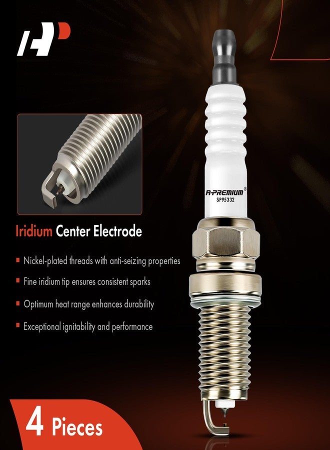 A-Premium Iridium Platinum Spark Plugs Compatible with Jeep Compass 2009, Patriot 2009 & Dodge Journey 2009-2010, Avenger 2008-2014, Caliber 2008-2010 & Chrysler 200 2011-2014, Sebring, Pack of 4 - Image 3