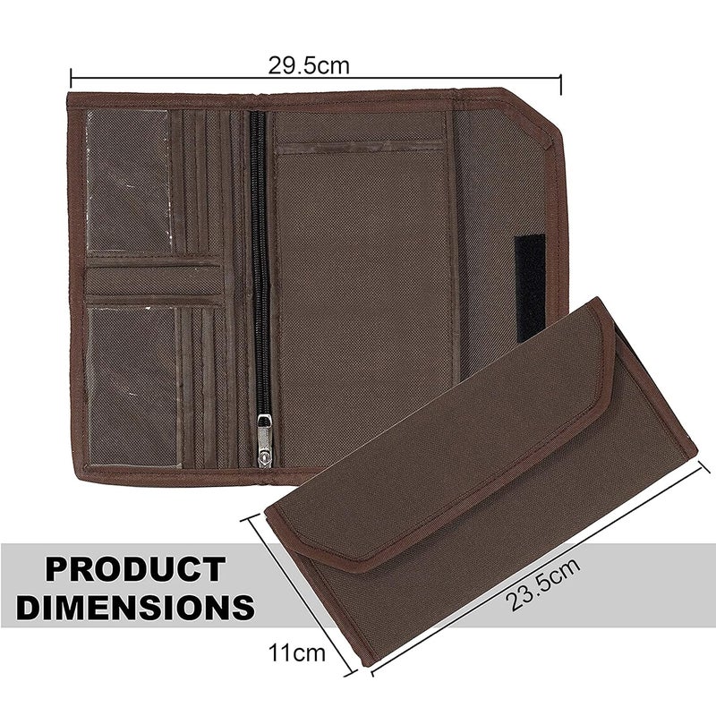DAHSHA 2 Pack Two Wheeler/Car Document Holder, Vehicle Document Storage Wallet for Registration & Insurance Card, Driving Licence, RC Book, PUC- Brown - Image 2