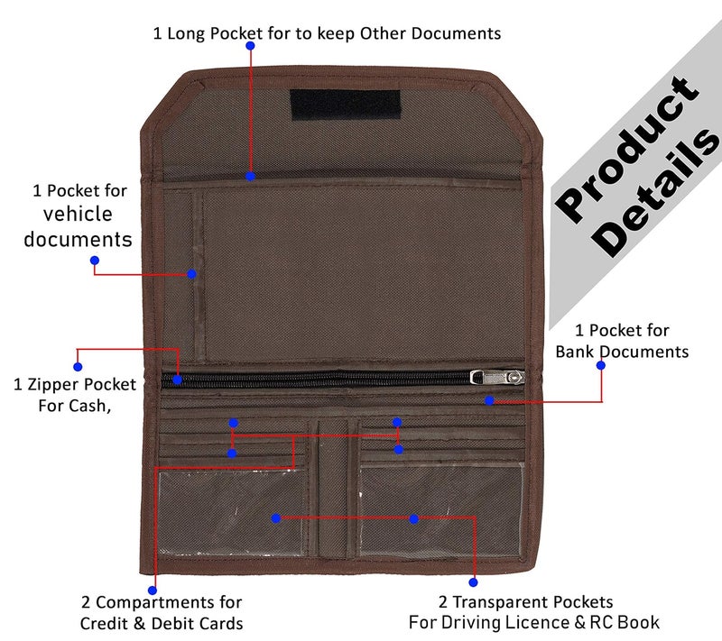 DAHSHA 2 Pack Two Wheeler/Car Document Holder, Vehicle Document Storage Wallet for Registration & Insurance Card, Driving Licence, RC Book, PUC- Brown - Image 3