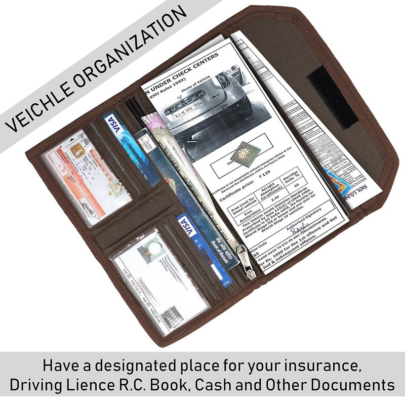 DAHSHA 2 Pack Two Wheeler/Car Document Holder, Vehicle Document Storage Wallet for Registration & Insurance Card, Driving Licence, RC Book, PUC- Brown - Image 5