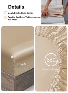 Arabest 4-Piece Breathable Bedding Set - Hypoallergenic Microfiber Bed Sheet & Fitted Sheet with Pillowcases | Solid Beige 160x230cm | Hotel-Grade Bed Linens for Home, Rental & Hospitality Use  - Image 2