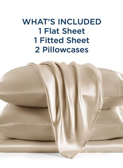 Arabest 4-Piece Breathable Bedding Set - Hypoallergenic Microfiber Bed Sheet & Fitted Sheet with Pillowcases | Solid Beige 160x230cm | Hotel-Grade Bed Linens for Home, Rental & Hospitality Use  - Image 4