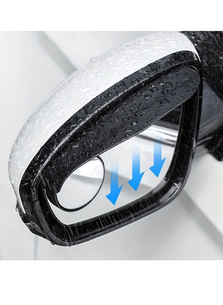 Generic 2pcs Car Blind Spot Mirror, Rearview Mirror Rain Eyebrow Multifunctional 2-in-1, Rain Covering For Rainy Days, Expanding View, Safety Driving - Image 3