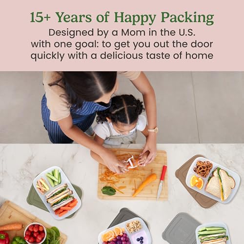 Bentgo Easyboxes - Original Stackable Lunch Boxes - Reusable 3-Compartment Food Containers for Kids and Adults - Bento Lunch Box for Meal Prep, School, & Work - BPA Free, Set of 4 (Earth Tones) - Image 4