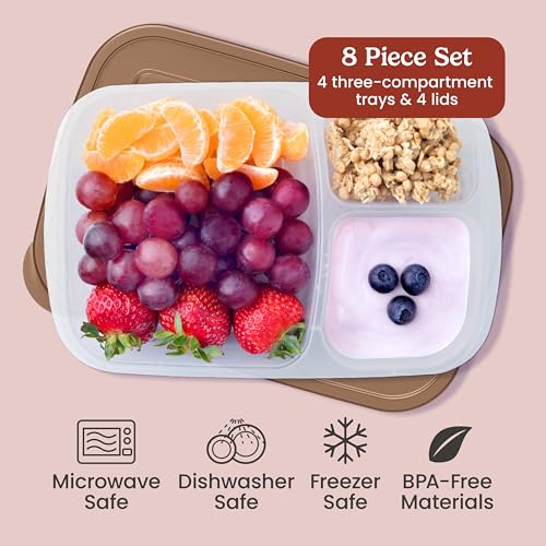 Bentgo Easyboxes - Original Stackable Lunch Boxes - Reusable 3-Compartment Food Containers for Kids and Adults - Bento Lunch Box for Meal Prep, School, & Work - BPA Free, Set of 4 (Earth Tones) - Image 3