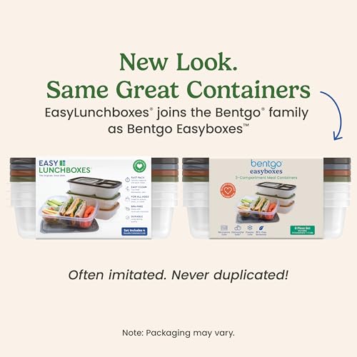 Bentgo Easyboxes - Original Stackable Lunch Boxes - Reusable 3-Compartment Food Containers for Kids and Adults - Bento Lunch Box for Meal Prep, School, & Work - BPA Free, Set of 4 (Earth Tones) - Image 5