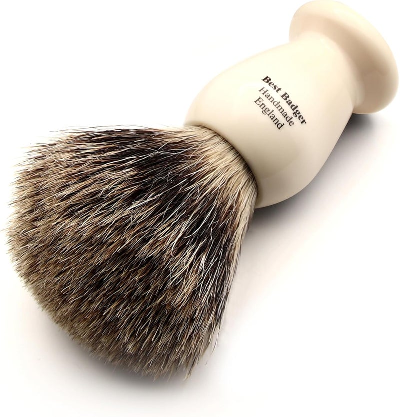 Edwin Jagger 1EJ947SDS Classic Best Badger Hair Exfoliating Shaving Brush with Stand for Shaving Cream or Shaving Soap for Men and Women Imitation Ivory - Image 3