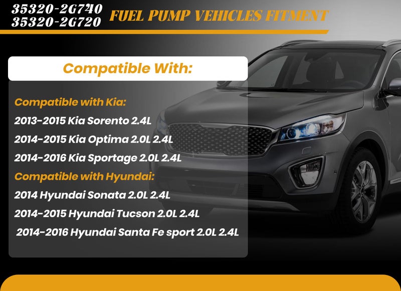 YLB.&co 35320-2G740 35320-2G720 High Pressure Fuel Pump Compatible with Hyundai Santa Fe Sport Tucson Sonata 2014 2015 2016 2.0L 2.4L, Direct Injection Mechanical Fuel Pump - Image 3
