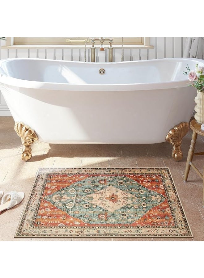 سجادة ناعمة ومريحة لغرفة المعيشة تحتوي على تصميم فارسي كلاسيكي، سهلة التنظيف ومقاومة للانزلاق، قابلة للغسل. - Image 2