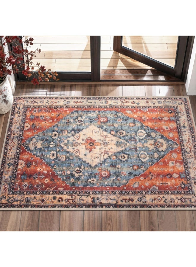 سجادة ناعمة ومريحة لغرفة المعيشة تحتوي على تصميم فارسي كلاسيكي، سهلة التنظيف ومقاومة للانزلاق، قابلة للغسل. - Image 3