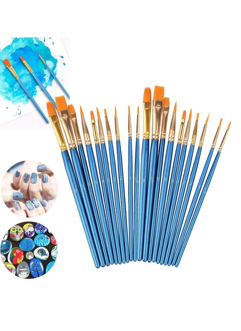 Acrylic Paint Brushes Set  20 PCS Round Pointed Tip Artist Paintbrushes Nylon Hair Brushes for Oil Watercolor Painting