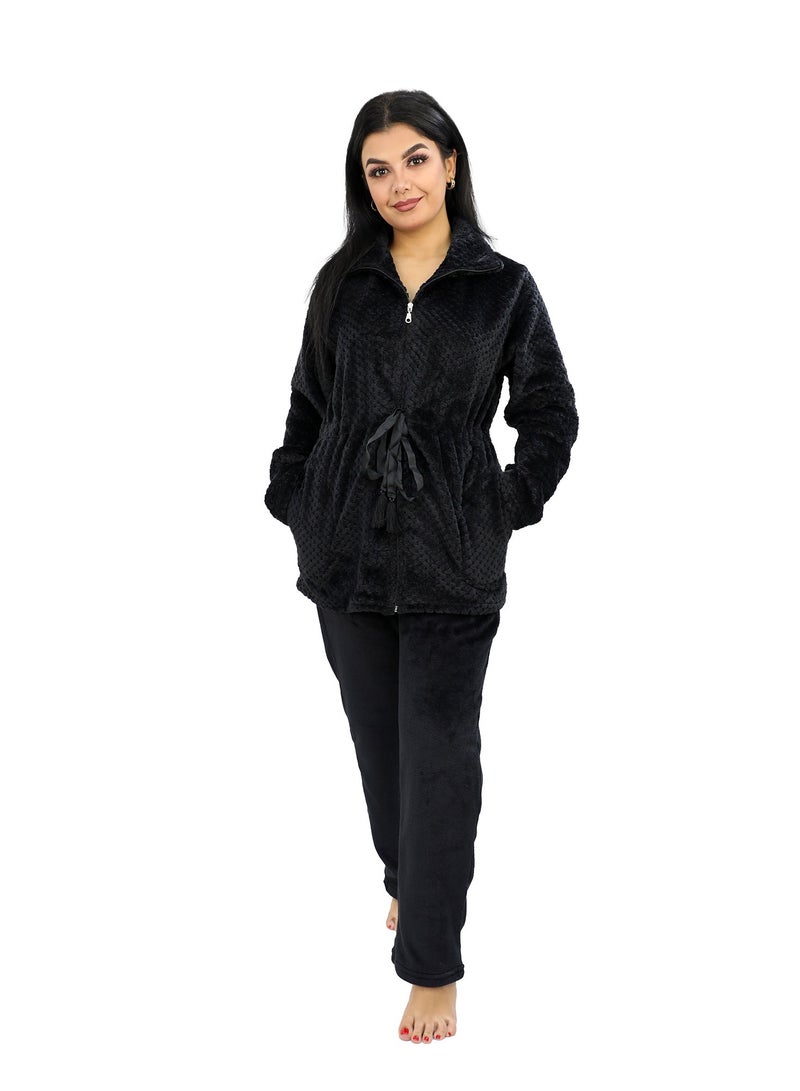 Dadoush Women's fur pajamas with a checkered pattern, a wonderful and comfortable design  - Image 1
