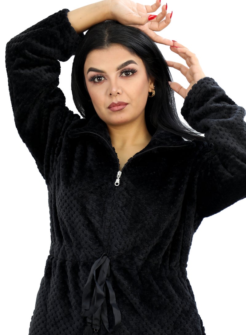 Dadoush Women's fur pajamas with a checkered pattern, a wonderful and comfortable design  - Image 2